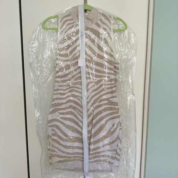 Balmain Golden Zebra Printed Knit Mini Dress - Picture 3 of 4